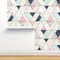 Navy Mint Pink Triangles Geo Geometric Mid Century Custom Removable Wallpaper by Spoonflower Peel & Stick Wallpaper 2FT Wide